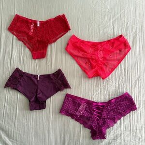 4 x Victoria's Secret PINK Lace Cheeky Panties Sheer Criss Cross Back Detail